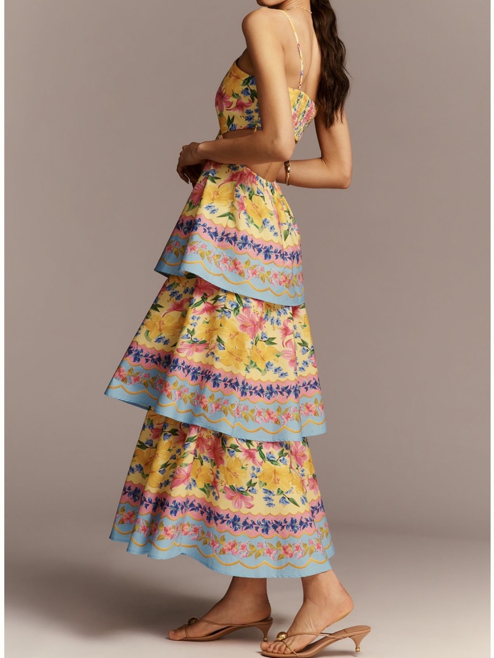 New FARM Rio x Anthropologie Cotton Floral Tiered Maxi Dress - Picture 2 of 4